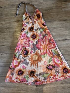 Esprit Pink & Orange Floral Halter Dress